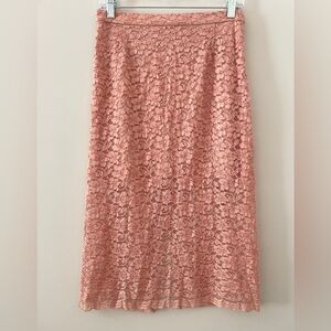 Babaton Aritzia Pink Lace Overlay Midi Skirt Medium